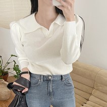 모코블링 여성용 레이디 퍼프 카라 니트