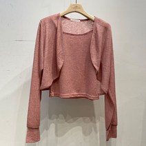 티탁 여성용 데일리 크롭 긴팔 라운드넥 무지 끈 나시 라운딩 볼레로 세트