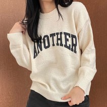 오키 여성용 아더 레터링 울 도톰 니트