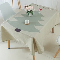마켓에이 크리스마스 패턴 캐릭터 식탁보, 조명트리, 90 x 90 cm