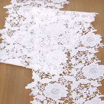 해피툴 빅 플로랄 레이스 러너 매트, 화이트, 50 x 20 cm
