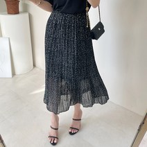 마이시즌 여성 도트 밴딩 플리츠 스커트