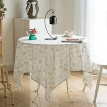 마켓에이 플라워가든 린넨감성 광목 식탁보, 화이트, 100 x 160 cm