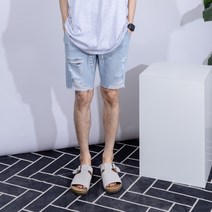 남성용 더간지 베이직 빅사이즈 무파진 밴딩 청반바지