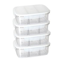 은스홈 화이트 트라이탄 3칸 나눔용기 900ml, 4개, 단품