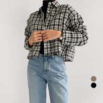 바블링브룩 여성용 체크 크롭 셔츠 남방