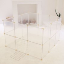펫초이스 강아지 투명 가림막 울타리 23p + 철망문 + 화이트 커넥터 36p 세트, 혼합색상