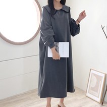 에베쏘 카라 띠 배색 빅사이즈 임산부원피스 4155