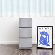 까사마루 트렌디 스트라이프 3단 서랍장 슬림형 250mm, 그레이