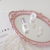 빈티지 앤틱 벽걸이 미러 트레이, 빈티지 핑크 타원형