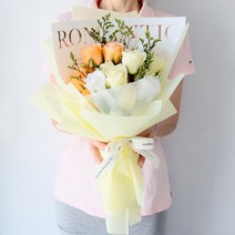 모리앤 로맨틱 프리저브드 비누꽃 장미 20송이 꽃다발, 로맨틱오렌지옐로우