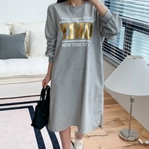 시크블랙 드로힘 박시 프린팅 롱 원피스 OPS7338K22