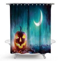 할로윈 호박 욕실 샤워커튼 타입3 150 x 180 cm L08, 1개