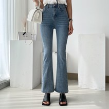 세컨그라운드 여성용 캣브러쉬 데님 부츠컷 팬츠