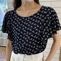 안다로미 꽃잎무늬 오피스블라우스