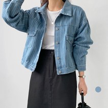 바블링브룩 여성용 스트라이프 데님 자켓