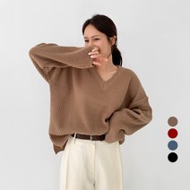 바블링브룩 여성용 하찌 오버핏 브이넥 니트