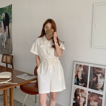 자서엔 포켓 카라 반팔 점프 수트 PT9742K24