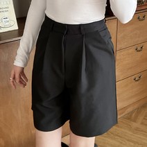 여성용 디아미뇽 리조 버뮤다 핀턱 5부 슬랙스