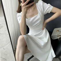 쉐어몰 프린세스절개 스퀘어넥 반팔 원피스