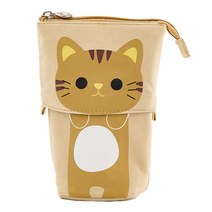 한수오 고양이 모양 접이식 파우치형 필통, B타입, 1개