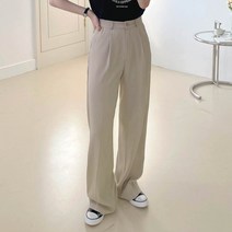 플랜데이 여성용 사계절 편안한 무드 와이드 롱 슬랙스