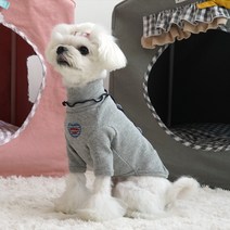 패리스독 강아지 러블리 폴라 티셔츠, 그레이