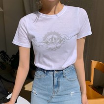 엔비룩 여성용 엔젤 라운드 티셔츠