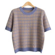 제니트 여성용 리소트위 반팔 니트 라운드넥 n1554