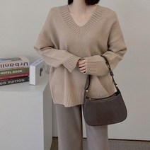 패션풀 여성용 바셀 루즈핏 브이넥 니트 27540