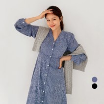 바블링브룩 여성용 잔도트 버튼 플레어 롱 원피스