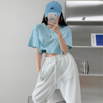 쥬앤코 크롭 라운드 반팔 티셔츠