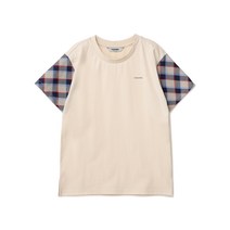 레노마키즈 남아용 체크소매 배색 티셔츠 R2321T124