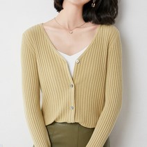 마켓A 여성용 골지 슬림 컬러 브이넥 가디건