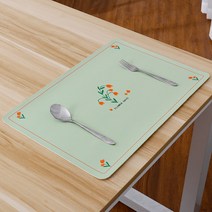 더웨일 북유럽 디자인 PVC 테이블 매트, 그린 플라워, 43 x 30 x 0.18 cm
