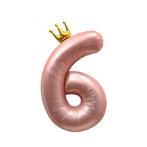 이자벨홈 생일파티 왕관 숫자 풍선 6 초대형, 핑크, 1개