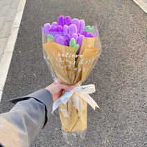 소니오 수제 뜨개질 꽃다발 DIY 패키지, 1세트, 06 보라색 튤립