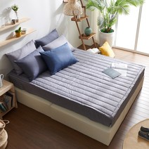 더코이즈 집콕 멜란지 침대 패드, 라이트그레이