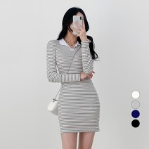 밀키버터 여성용 단가라 카라 미니 원피스