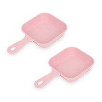 새드리 사각 손잡이 앞접시, 핑크, 단품, 2개