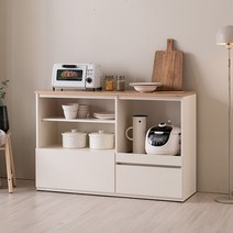 에몬스홈 잇츠 아일랜드식탁 주방수납장 렌지대 1200 방문설치, 화이트 + 오크