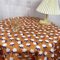 파라다이소 방수 패브릭 플라워 레트로무드 인테리어 식탁보, 브라운, 140 x 140 cm