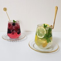 코지테이블 골드라인 항아리 유리컵 445ml, 혼합색상, 1개