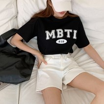 여성용 코리타 라운드넥 엠비티아이 프린팅 베이직 티셔츠 cpt12364k33
