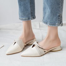 와이제이인터네셔널 여성용 슬림 라인 미들힐 꼬임 스틸레토 뮬 블로퍼 YJ0031