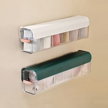 주앤지 슬라이딩 다용도 투명 보관함 칸막이 벽부착 서랍형, 화이트, 그린, 2개