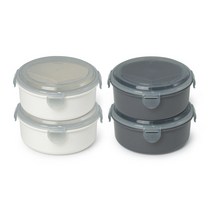 플라팜 원형 밀폐용기 대형 아이보리 2p + 그레이 2p, 1세트, 밀폐용기 아이보리 2개 + 그레이 2개