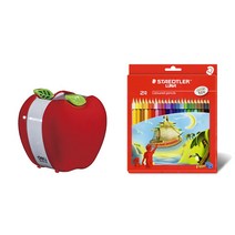 스테들러 루나 24색 색연필 + 델리 사과 펜꽂이 세트, 레드 + 그린(펜슬꽂이), 색연필(혼합색상), 1세트