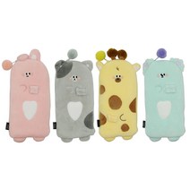 핑크풋 7000 둥물친구들 슬림 필통 4종 세트, 고양이(그레이), 기린(옐로우), 토끼(핑크), 코알라(스카이블루), 1세트