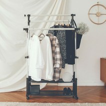 정리인홈 솔리드 1300 이동식 2단 옷걸이 행거